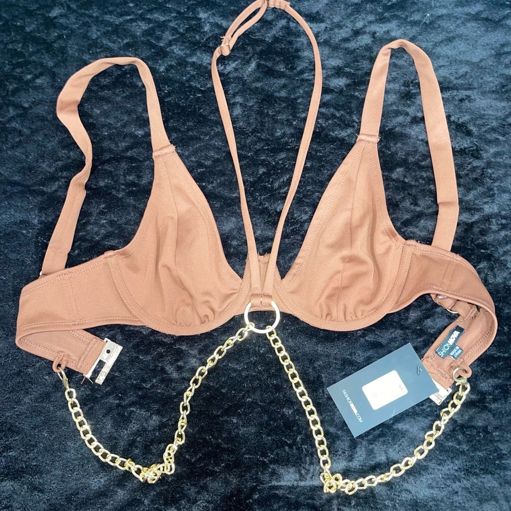 FASHION NOVA brown top bra, size L